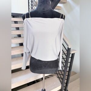 Marciano Pale Gray Off-Shoulder Top with Chain-Strap Details